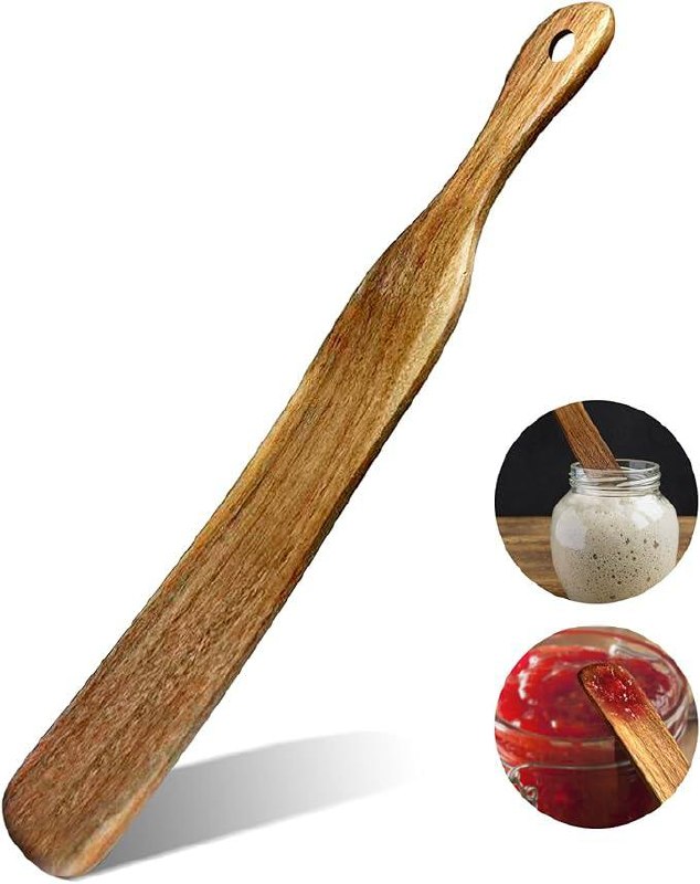 🔥 Skinny Spurtle, Sourdough Shovel Spurtle Spatula11 Inch, Natural Acacia Wood For Sourdough Starter & Baking Supplies, Do  — $2  (was $4)