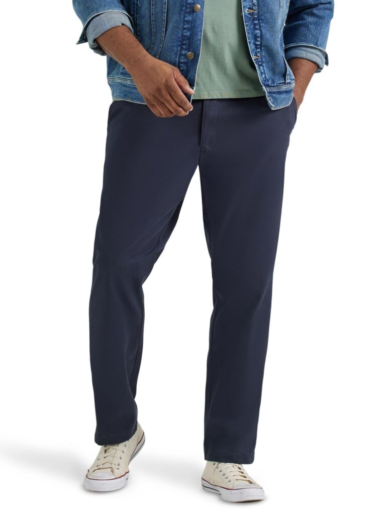 🔥 Lee Men’s Big & Tall Extreme Motion Flat Front Relaxed Taper Pant Navy 52W x 28L  — $19.76  (was $44.90)