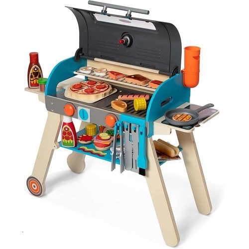 🔥 Melissa & Doug Deluxe Wooden Barbecue Grill, Smoker & Pizza Oven, Toy Food & Kids Play Kitchen Accessories, Preschool Le  — $89.99  (was $186)