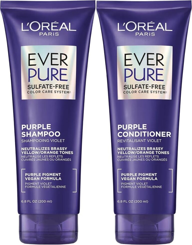 🔥 L’Oreal Paris EverPure Purple Shampoo and Conditioner Set, Sulfate-Free Brass Toning for Blonde, Bleached, Highlighted,   — $8  (was $17)