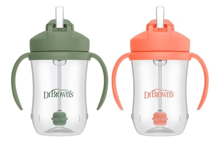 🔥 Dr. Brown’s Milestones Baby’s First Straw Cup, Training Cup with Weighted Straw, 9 oz/270 mL, BPA-free, 6m+, Coral/Olive  — $4  (was $12)