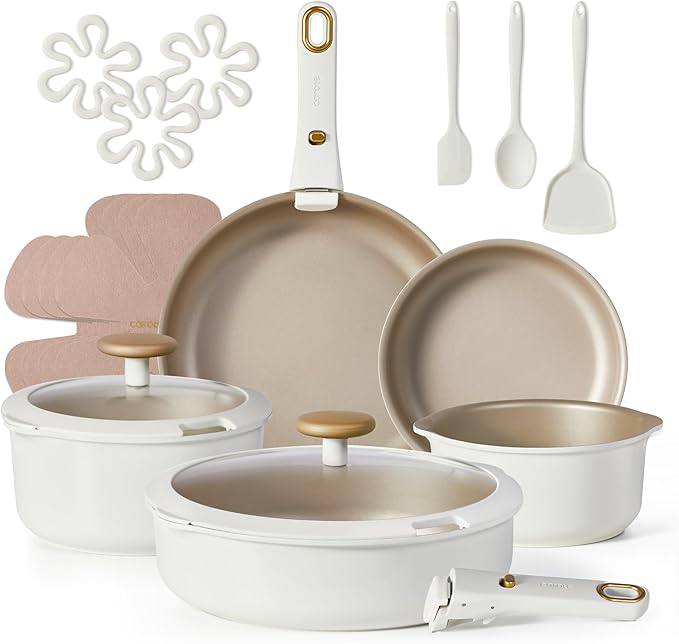 🔥 CAROTE 19 Pcs Pots and Pans Set, Nonstick Cookware Sets with Detachable Handle, Oven Safe, Cookware Non Stick Cooking Se  — $29  (was $79)