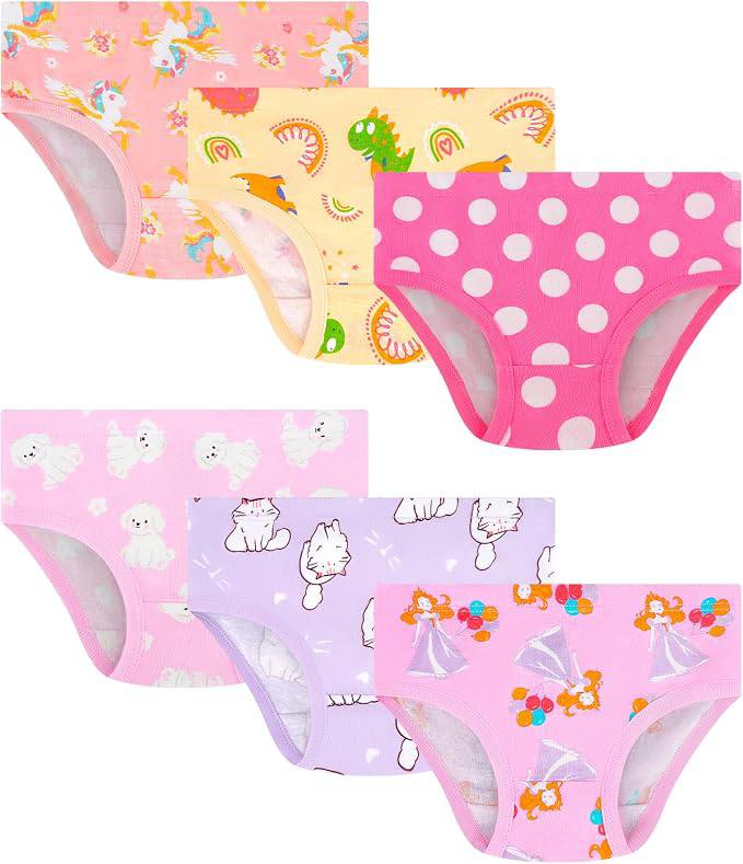 🔥 Girls and Toddlers 100% Cotton Underwear Tagless Soft Panties Size 2-3T,4-5T,6,8,10,12 (6-Pack)  — $6  (was $17)