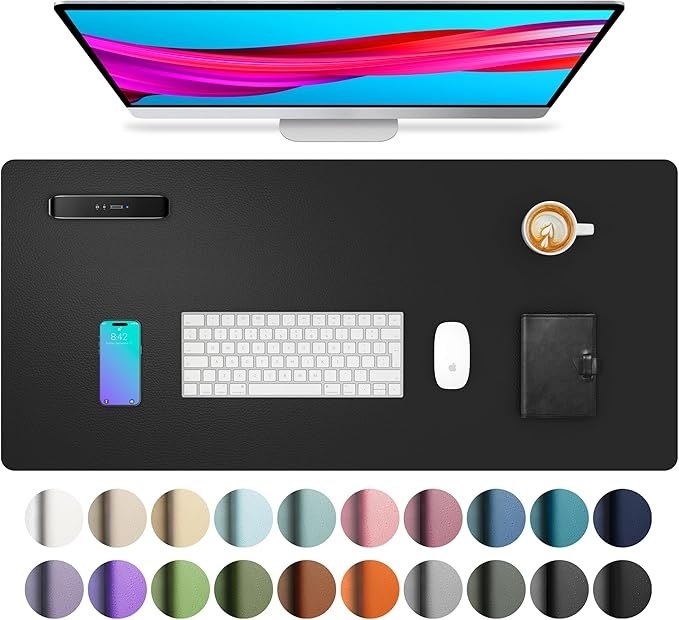 🔥 Aothia Non-Slip Waterproof PU Leather Desk Pad Protector for Mouse, Writing Desk, Office, Home, Laptop Blotter, 23.6″ x