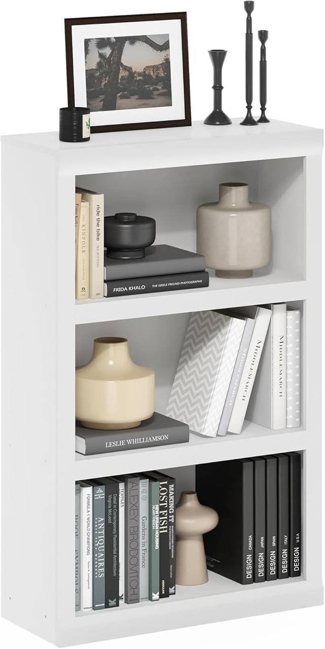 🔥 Furinno Rail Book Shelf, 3-Tier Bookshelf with Open Shelf, Bookcase with Classic Style Edges, 10 x 24.6 x 39, for Organi  — $29  (was $74)