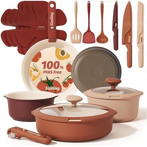 🔥 CAROTE Ceramic Cookware Set, Pots and Pans Set Non Stick with Detachable Handle, 22Pcs Non Toxic Induction Kitchen Cookw  — $35.99  (was $109)