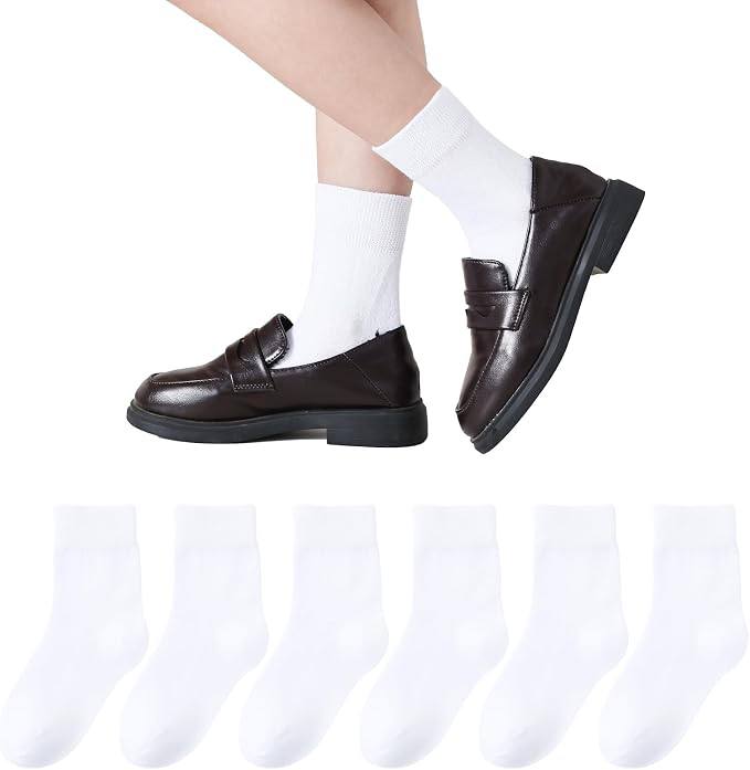🔥 Boys & Girls Seamless Cotton Socks – 6 Pairs Dress & Uniform Socks for Kids 3-14 Years  — $4  (was $13)