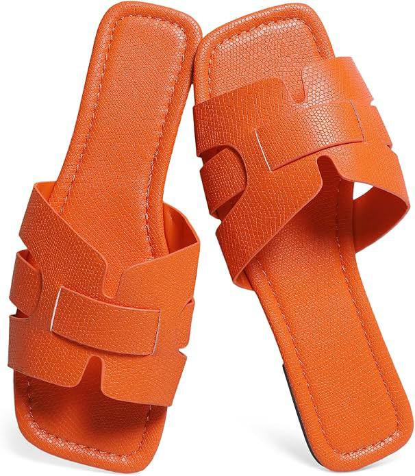 🔥 Women’s Dressy Slip-On Flat Sandals, Elegant Textured Square-Toe Slides for Versatile Everyday Comfort  — $9  (was $19)