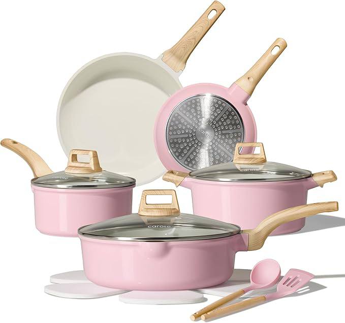 🔥 CAROTE Ceramic Cookware Set, 14 PCS Pots and Pans Set Non Stick, Pot and Pan Set with Frying pan, Induction Ready Cookin  — $39  (was $109)