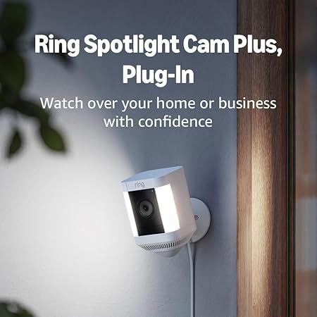 🔥 Ring Spotlight Cam Plus, Plug-In (newest model), Home security starter to see more in the dark with simple setup and 108