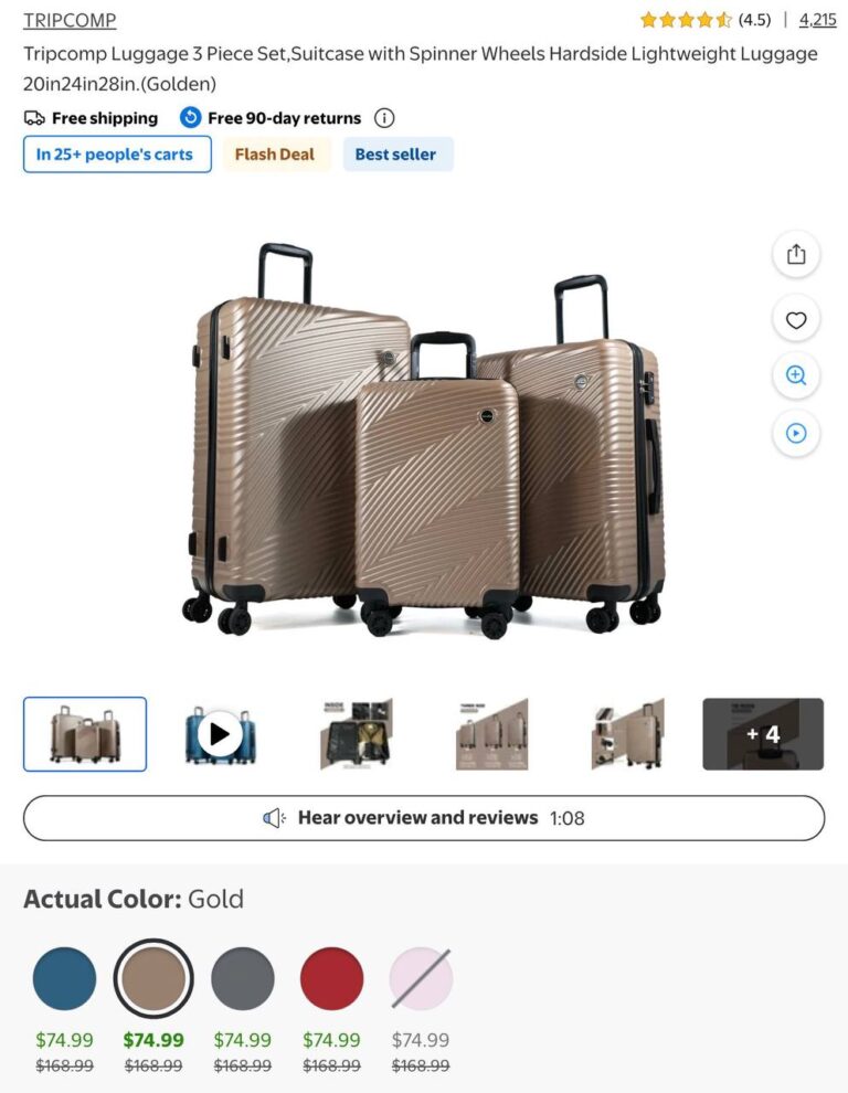 🔥 3 piece luggage set only  — $74