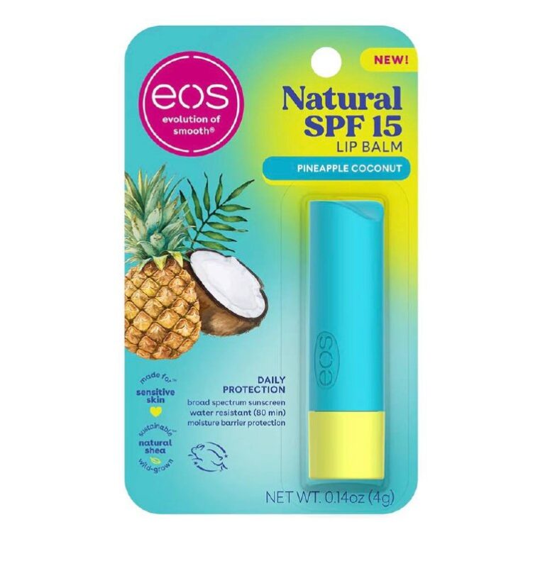 🔥 eos Natural SPF 15 Lip Balm- Pineapple Coconut, Water Resistant Daily Sun Protection & Lip Sunblock, 0.14 oz  — $2