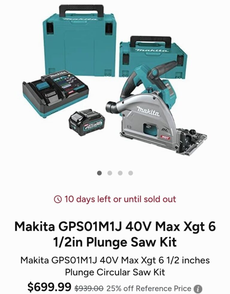 🔥 Makita GPS01M1J 40V Max Xgt 6 1/2in Plunge Saw Kit  — $699.99