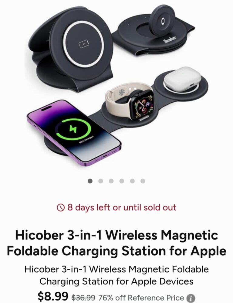 🔥 Hicober 3-in-1 Wireless Magnetic Foldable Charging Station for Apple  — $8.99