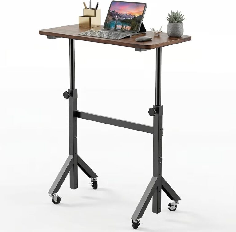 🔥 HUANUO 32” Small Standing Desk Adjustable Heigh, Mobile Stand Up Desk with Wheels, Portable Rolling Desks for Walking P  — $24  (was $69)