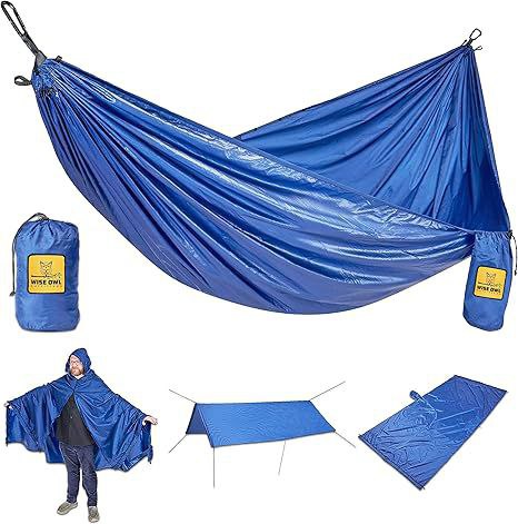 🔥 Wise Owl Outfitters Camping Hammock – 500lbs Portable Hammock with Tree Straps – Travel, Backpacking, Hiking, Outdoors C