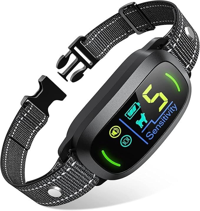 🔥 Dog Bark Collar, Rechargeable Smart Collar, Anti Barking Training Collar with 5 Adjustable Sensitivity Beep Vibration, B