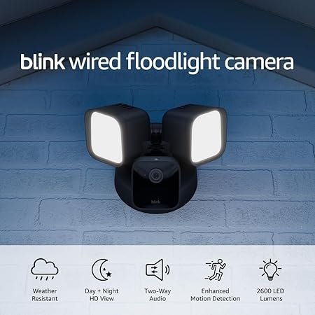 🔥 Blink Wired Floodlight Camera – Smart security camera, 2600 lumens, HD live view, enhanced motion detection, built-in si
