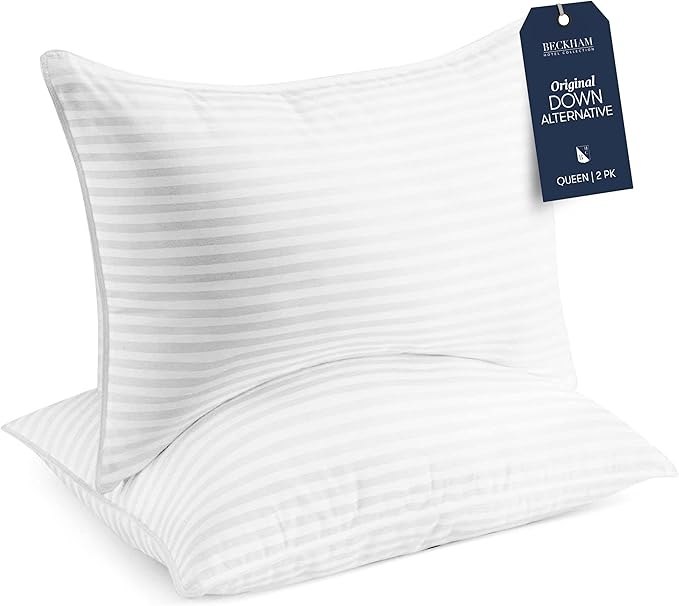 🔥 Beckham Hotel Collection Bed Pillows Standard/Queen Size Set of 2 – Original Soft Down Alternative Pillow for Sleeping –