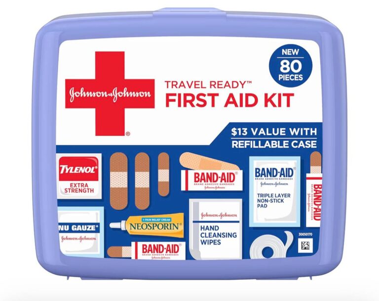 🔥 BAND-AID Brand Travel Ready Portable Emergency First Aid Kit, Minor Wound Care, Perfect for Home, Car, Camping, Travel &  — $6  (was $14)