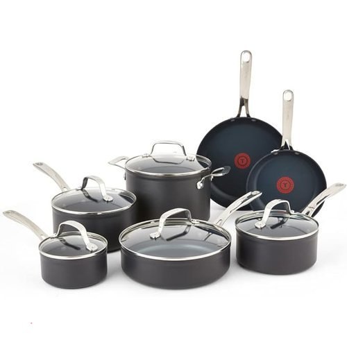 🔥 T-fal Platinum Hard Anodized Nonstick Cookware Set 12 Piece Oven Broiler Safe 500F, Lid Safe 350F Pots and Pans, Dishwas  — $188.99  (was $329)