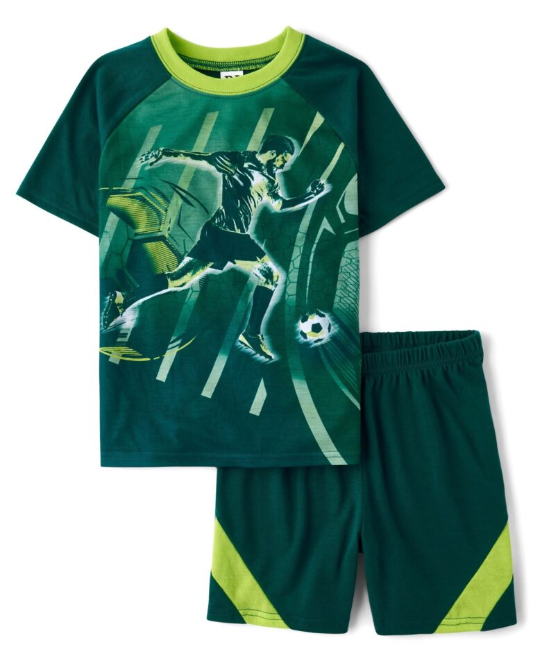 🔥 The Children’s Place,Boys,Short Sleeve Top and Shorts,2 Piece Pajama Set,Racing Green,Large  — $11.73  (was $26.95)