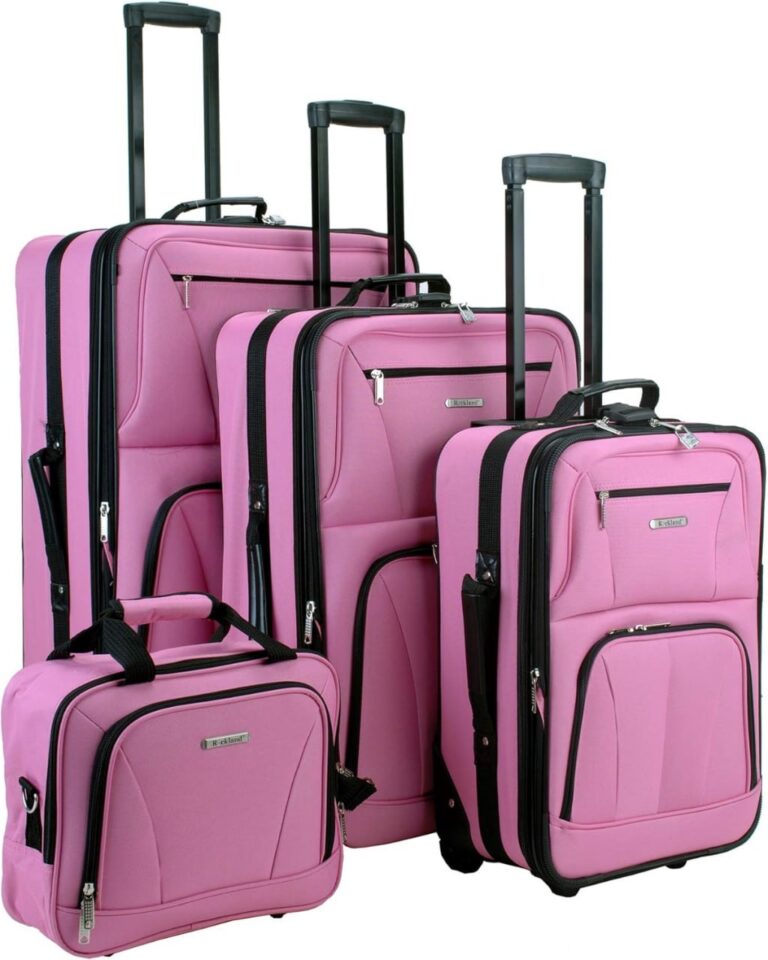 🔥 Rockland Journey Softside Upright Luggage Set, Expandable, Pink, 4-Piece (14/19/24/28)  — $54  (was $219)