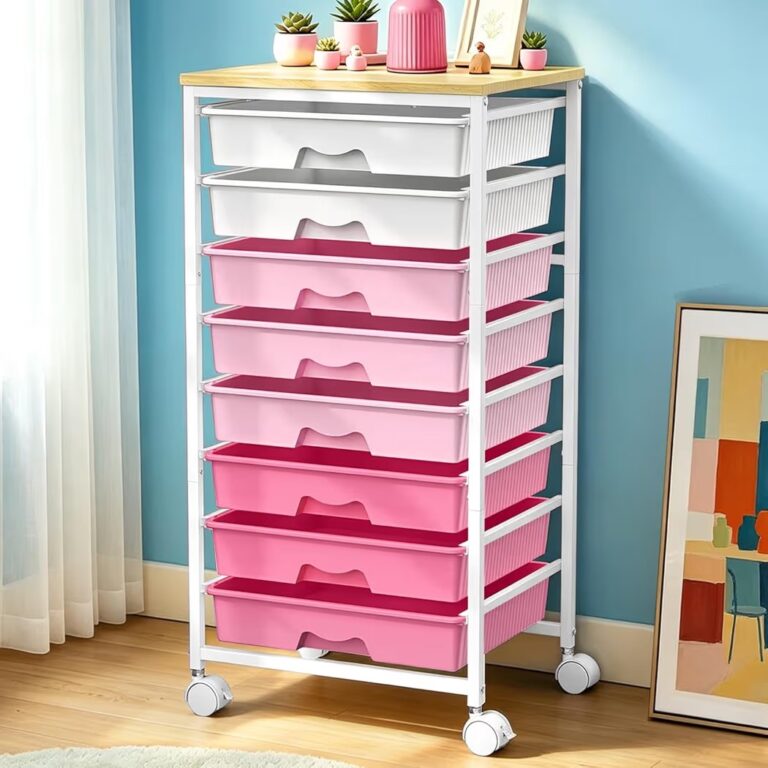 🔥 SUNALLY Rolling Storage Utility Cart With 8 Drawers, Storage Drawer Cart with Wooden Tabletop and 2 Lockable Wheels, 8 T  — $37  (was $59)