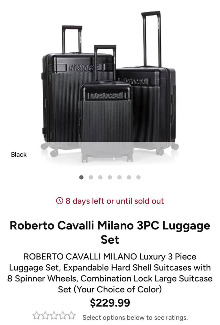 🔥 Roberto Cavalli Milano 3PC Luggage Set  — $229
