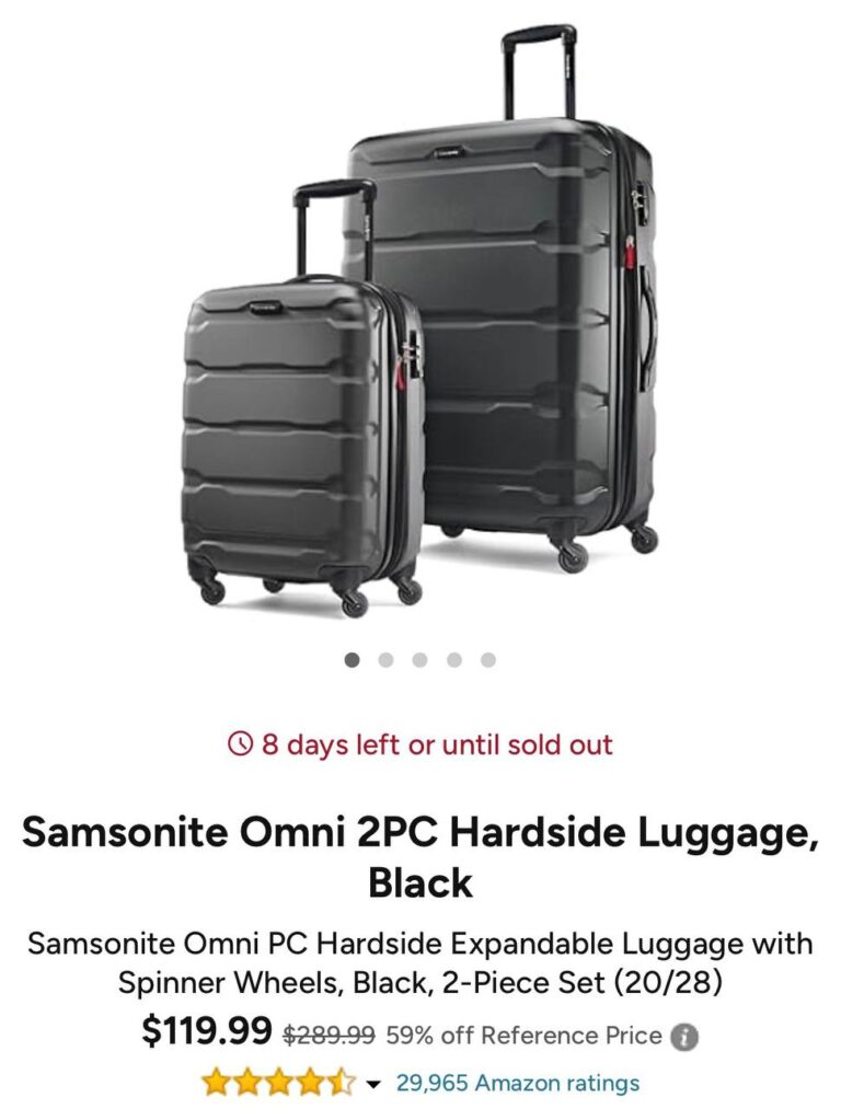 🔥 Samsonite Omni 2PC Hardside Luggage, Black  — $119.99