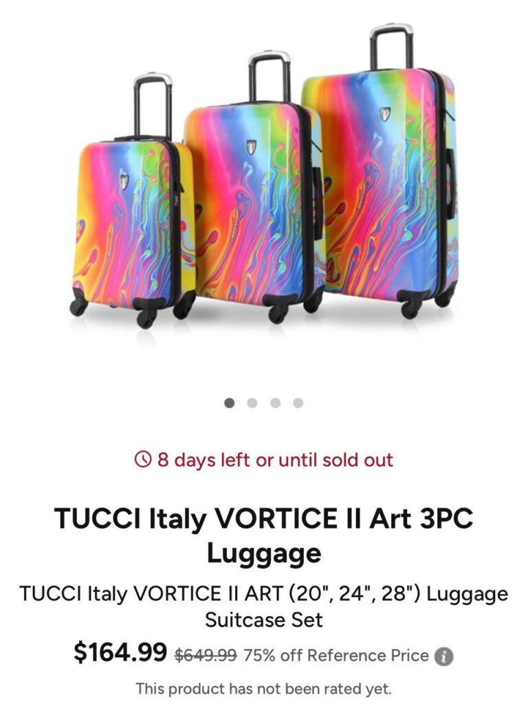 🔥 TUCCI Italy VORTICE II Art 3PC Luggage  — $164.99