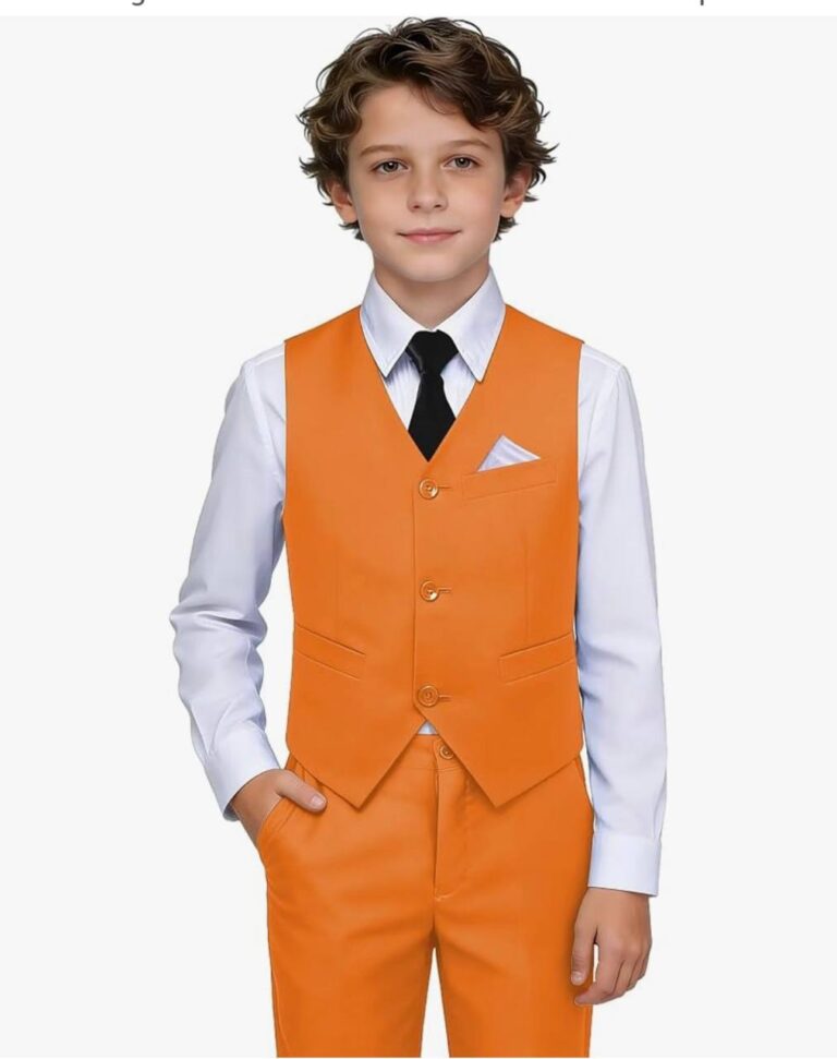 🔥 Boys Suit Formal Dress Pants Vest Suit Set for Boys Wedding Outfits with Dress Shirt Tie and Pocket Square  — $12  (was $45)