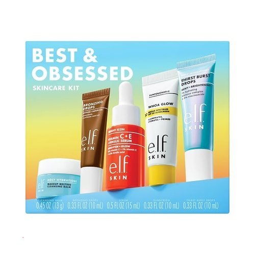 🔥 e.l.f. SKIN Best & Obsessed Skincare Kit, Travel-Size Makeup Remover, Sunscreen & Brightening Serums  — $15.99  (was $25.99)