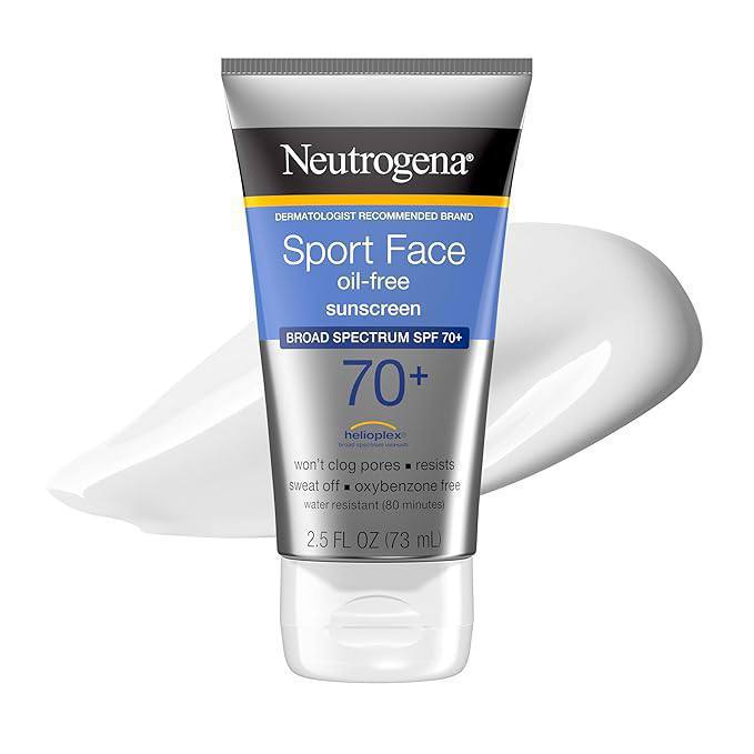 🔥 Neutrogena, Sport Face Sunscreen SPF 70+, Oil-Free, Sweat and Water-Resistant, Broad-Spectrum UVA/UVB, 2.5 Fl Oz  — $6  (was $13)