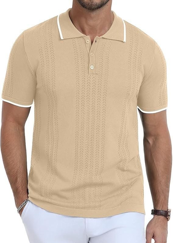 🔥 Mens Knit Hollow Out Polo Shirts
