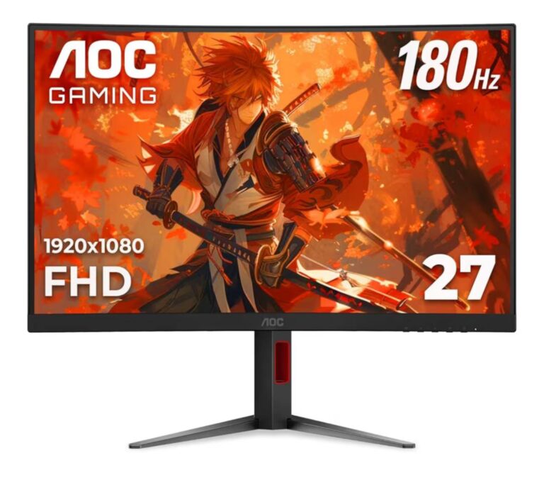 🔥 AOC C27G4H 27″ Curved Gaming Monitor, FHD 1080p, 180Hz, Adaptive Sync, Height Adjustable, 3-Year Zero Dead Pixel Guarant  — $87  (was $120)