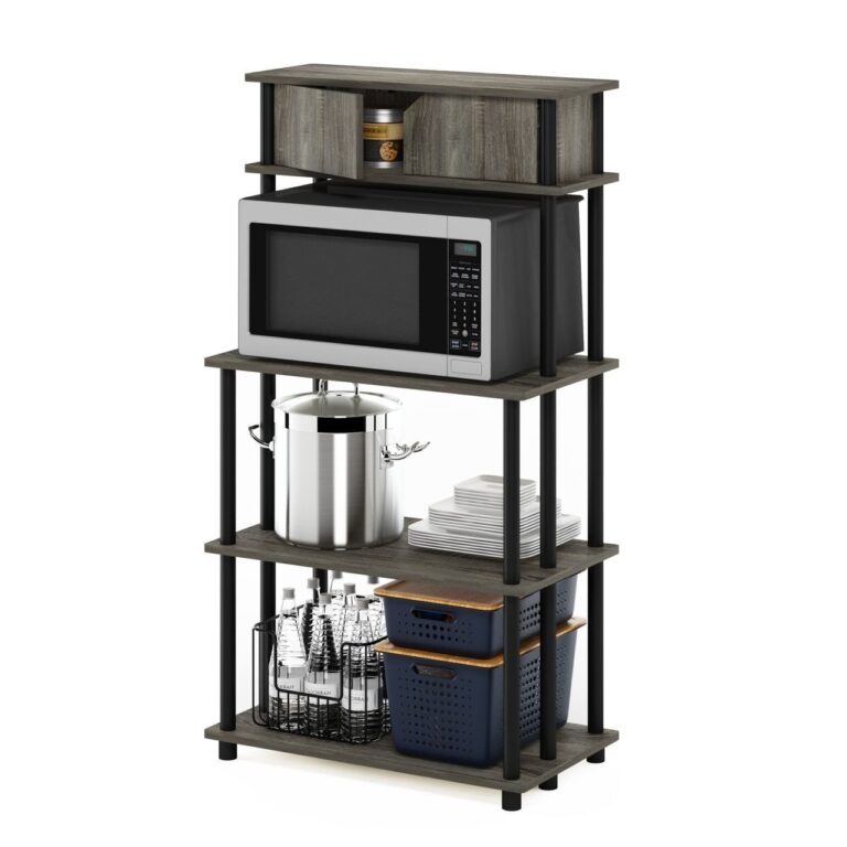 🔥 Furinno Turn-N-Tube Toolless Storage Shelf with Top Cabinet, French Oak Grey/Black