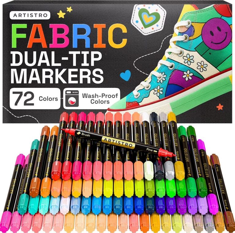 🔥 ARTISTRO 72 Dual-Tip Fabric Markers – Fabric Decorating Kit – Permanent for Clothes – Acrylic Paint Pens for Sneakers, B  — $28  (was $59)