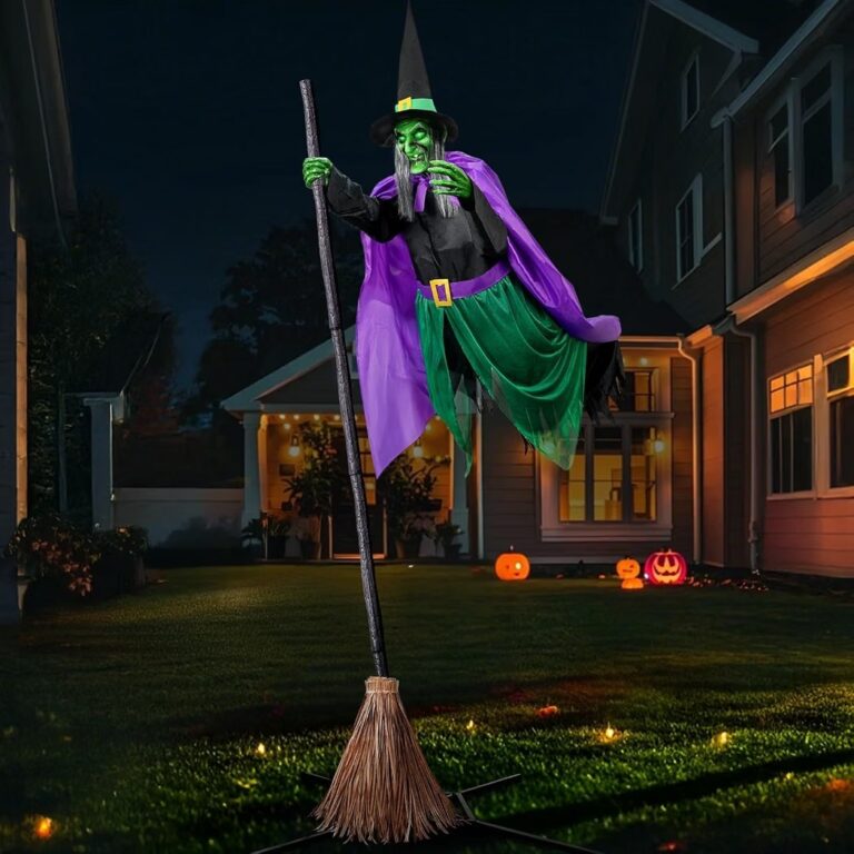 🔥 Halloween Decorations Outdoor – 12 Ft Animated Hovering Witch Animatronics Prop with Sound & Touch Activated Sensor – Sp  — $118  (was $147)