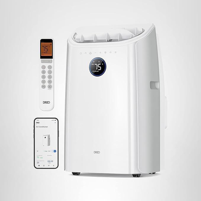 🔥 Dreo Portable Air Conditioners, 12000 BTU ASHRAE (8000 BTU DOE) Smart AC Unit for Room with Drainage-free Cooling, APP/V