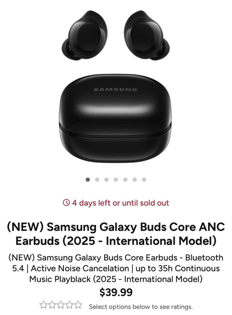 🔥 (NEW) Samsung Galaxy Buds Core ANC Earbuds (2025 – International Model)  — $39.99