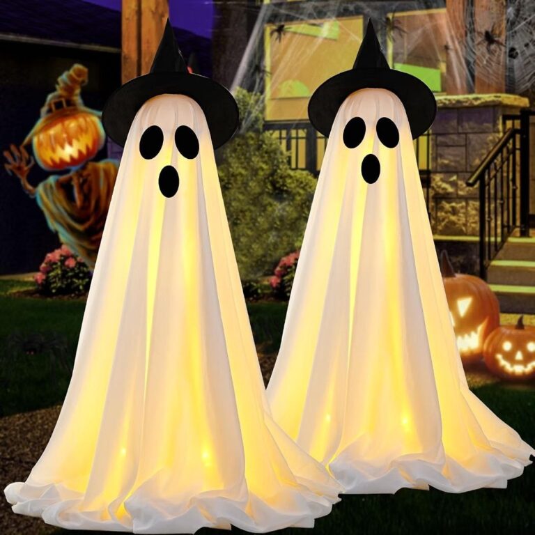 🔥 [Timer] 2Packs Halloween Decorations Outdoor, Cute Halloween Decorations Indoor, Spooky Ghost Halloween Decor with Witch  — $28  (was $59)
