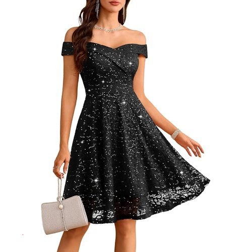 🔥 HomRain Sparkly Black Lace Dresses  — $23.99  50% off