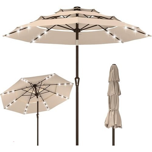🔥 Kingdura Solar Patio Umbrellas (Beige)  — $64.99  46% off