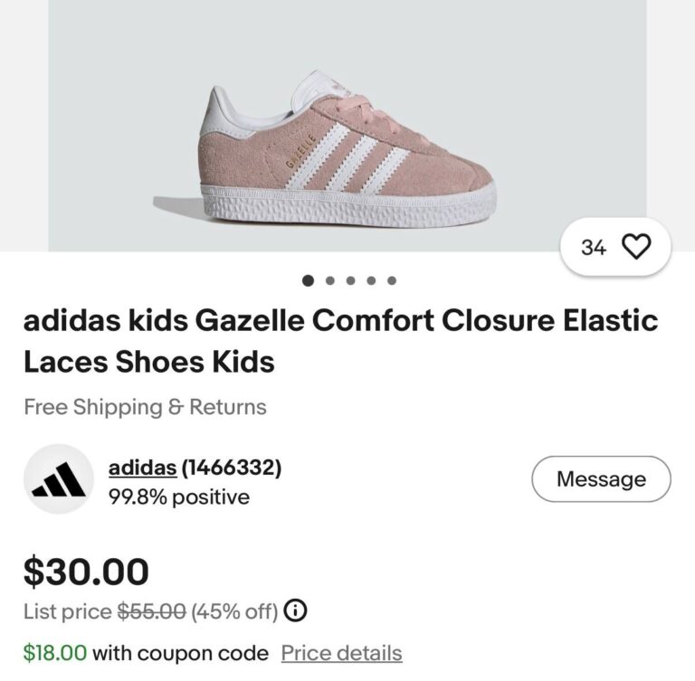 🔥 adidas kids Gazelle Comfort Closure Elastic Laces Shoes Kids  — $18  (was $55)
