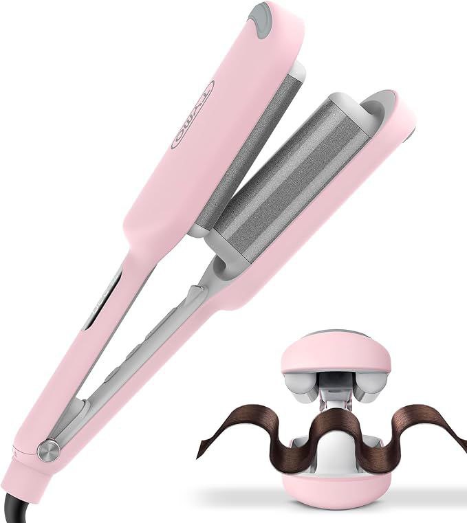 🔥 Curling Iron Hair Crimper Waver – TYMO ROVY Beach Waves Curling Wand, Ionic Deep Waver Hair Curler Tool with Ceramic 3 B