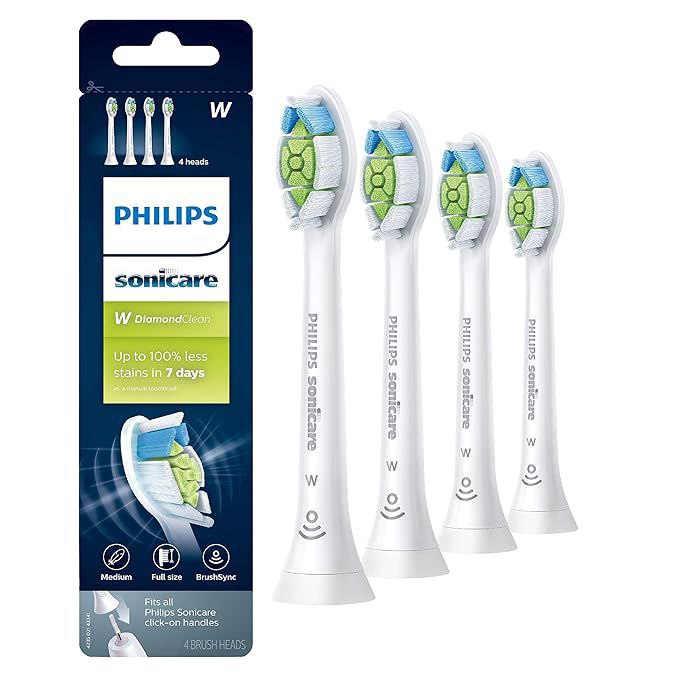 🔥 Philips Sonicare W DiamondClean – Genuine Replacement Electric Toothbrush Heads, White, 4 Pack One Year Supply, HX6064/6