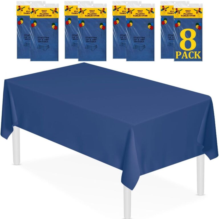 🔥 8 Pack 54″ x 108″ Premium Navy Blue Plastic Table Cloth