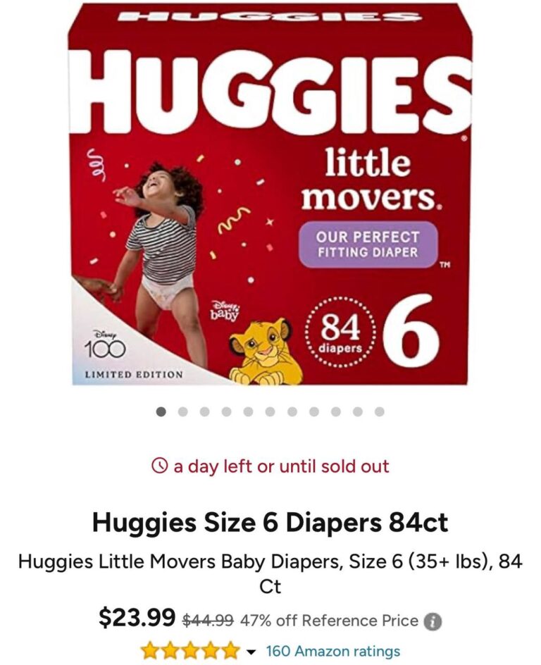 🔥 Huggies Size 6 Diapers 84ct  — $23.99