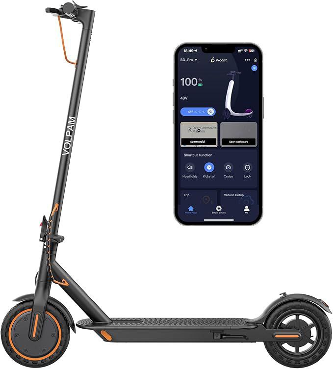 🔥 VOLPAM Electric Scooter, 350W/500W Powerful Motor, 8.5″/10″ Solid Tires, 19/22Mph, 28/23/21/16 Miles Max Range, Dual Bra